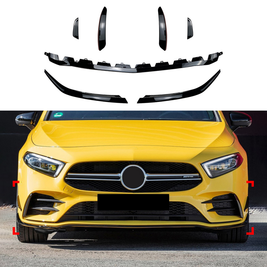 คิ้วกันชนหน้า A-Class Sedan W177 V177 สีดำเงา (3 parts)